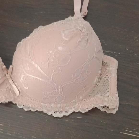 2x 34 B Nude & Black Double Pushup Lace Bra - Picture 2 of 10